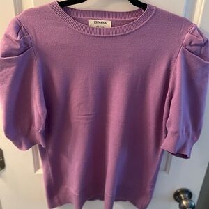 Lavender Zenana puffy sleeve round neck sweater